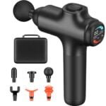 Pistolet de Massage Handheld Masseur Musculaire 30 Niveaux Réglables 6 Têtes de Massage Gun Super Silencieux LCD Masseur pour Récupération Relaxation Soulager Douleurs et Raideurs(Noir)