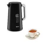 Tefal Bouilloire électrique noire, Écran numérique digital,1,7 L, 5 températures, Paroi anti-brûlure, Maintien au chaud 30min, Intérieur inox, Base de 360°, Smart'n Light KO850810