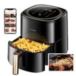Ultenic K10 Friteuse sans Huile 5 L, Friteuse à Air avec 11 Programmes, Menu Francais Online, Ecran LED Tactile, Préchauffage et Maintien au Chaud, Panier Anti-Adhésif sans BPA PFOA, 1500 W