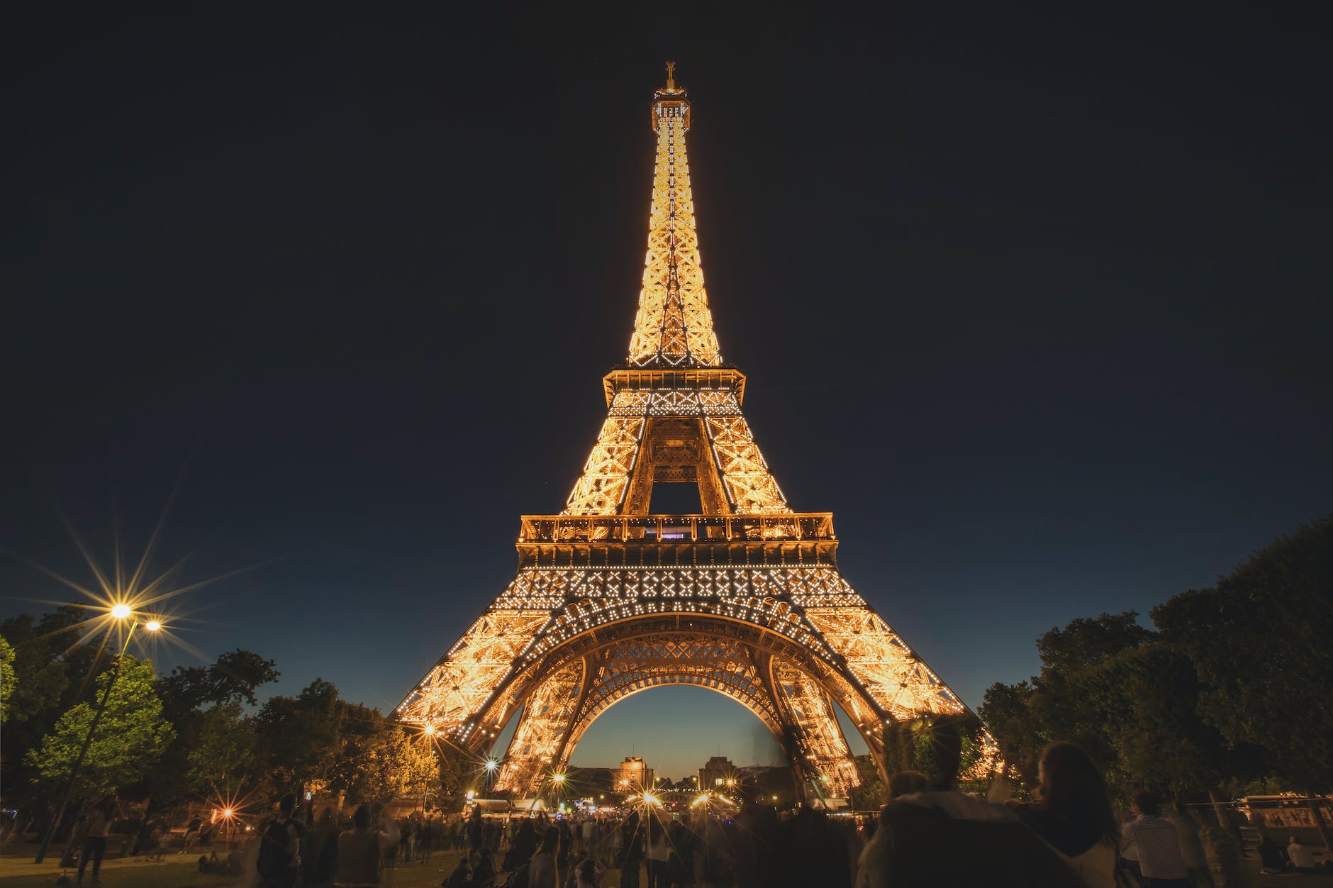 illuminated eiffel tower at night